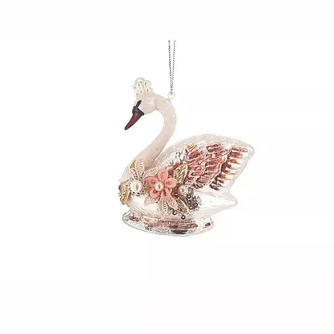 Kids Room Animal Swan Christmas Tree Decorations For Festival Xmas Tree Gifts Home Indoor Animal Figurine Hanging Glass Ornament