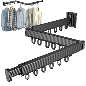 High Quality Foldable Clothes Hangers <b>Wall</b> Mounted Expandable Laundry Clothes Drying <b>Rack</b> Space Saver Clothes <b>Rack</b> for Balcony - Product Image 1