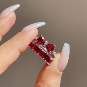 Juego de Anillos de Latón con Circonitas de Colores para Mujer, Regalo de Boda, Chapado en Oro de 18K y Rodio - Product Image 6