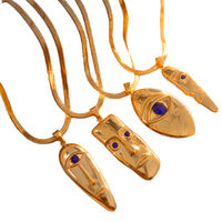 Collier pendentif tendance rétro en acier inoxydable 304 plaqué or QS, motif bambou, style européen et américain, luxe léger, vente chaude transfrontalière