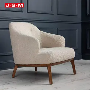 Factory Price Modern Classic Luxury Leisure Wooden Frame Foam And Fabric Ash Timber Base High Back Wooden Armchair