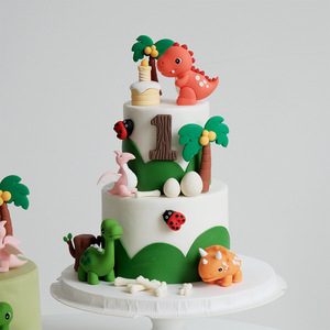 Adorno para Pastel de Dinosaurio, Decoración de Pastel de Plástico Suave, Adornos de Estilo Bosque de Dinosaurios, Tronco de Cocotero - Product Image 2