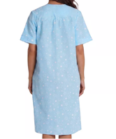 Robe de nuit mi-longue imprimée à manches courtes pour femme, col en V boutonné, avec poches latérales, en tricot, pour la maison, impression personnalisée