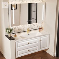 Meuble-lavabo de salle de bain de style français classique XINGRUO, de qualité supérieure, avec lavabo personnalisé pour hôtel, villa, appartement, design de modèle 3D prêt à l'emploi