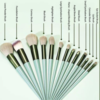 Ensemble de 13 pinceaux de maquillage de luxe en fibres synthétiques, pinceau éventail, poils super doux, manche en plastique, tube en alumine épaissi pour le visage