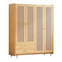 Armoire en rotin et bois massif style Wabi-sabi, porte battante amovible, rangement simple, mobilier de maison, grande chambre d'appartement, rétro