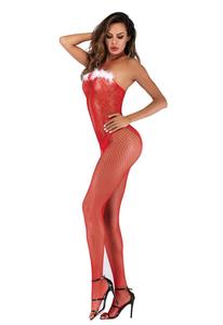 Nuevo diseño rojo trajes de Navidad lencería Sexy erótica plumas medias - Product Image 6