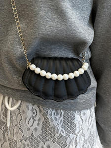 Nouveau sac à main en cuir PU tendance pour femme, forme de coquille, sac à bandoulière, sac à main mignon avec chaîne de perles - Product Image 5