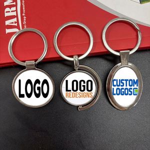 Porte-clés rond en métal vintage et tendance personnalisé avec logo personnalisé, cadeaux promotionnels, porte-clés pour le marketing - Product Image 1