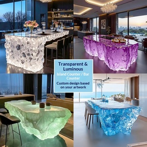 Table de bar de luxe lumineuse en résine transparente de style Alien pour villa, salon ou comptoir de bar - Product Image 1