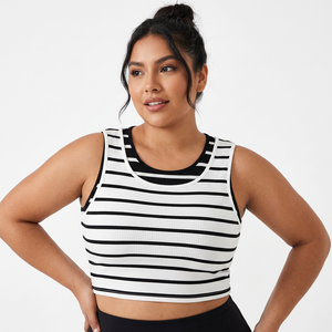 Crop Top Tank Top Mujer Punto Algodón Suave Estiramiento Transpirable Ecológico Streetwear Fabricante OEM para plumas a granel - Product Image 1