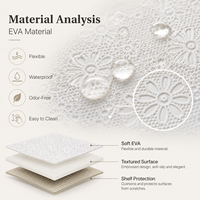 Tapis de protection pour tiroirs et étagères en EVA blanc gaufré à motifs floraux, antidérapant, imperméable, facile à découper, pour rangement de cuisine
