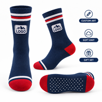 Chaussettes fantaisie en tricot avec motifs artistiques originaux, patchs bleu marine et blancs, cadeau, vente en gros, impression originale résistante à la décoloration, échantillons approuvés, emballage