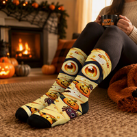 Chaussettes fantaisie d'Halloween d'hiver pour hommes, mi-mollet, décontractées, avec motif 3D intégral Crâne, Diable, Momie, Dessin animé, amusantes