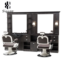 Miroir de barbier vintage unique de luxe à face unique en marbre avec bols en céramique, miroir de coiffure, miroir de maquillage, coiffeuse