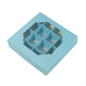 사용자 정의 인쇄 로고 베이비 블루 16 그리드 포장 빈 선물 상자 과자 초콜릿 케이크 캔디 너트 포장 창