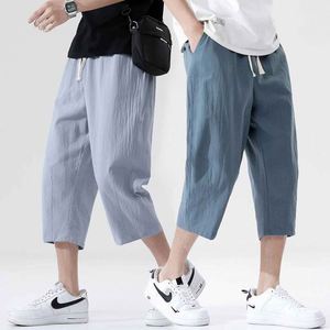 Short d'été <span class=keywords><strong>en</strong></span> coton et <span class=keywords><strong>lin</strong></span> <span class=keywords><strong>pour</strong></span> hommes, pantalon capri grande taille, pantalon de sport ample et décontracté, pantalon de plage léger et droit - Product Image 4