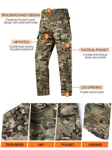 Men's Tactical Jacket And Pants Camo Hunting ACU Uniform 2PC Set Apparel Suit