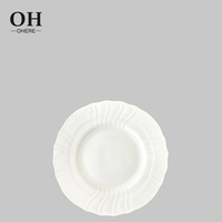 Assiette à dîner en porcelaine blanche en relief, bord en dentelle, décor de mariage, assiette à salade jetable, chargeur, fournitures de fête