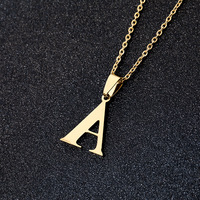 Collier avec pendentif alphabet en chaîne à maillons en acier inoxydable plaqué or et argent, lettres initiales, tendance, unisexe, pour couple