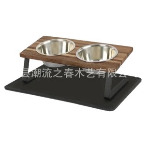 Soporte de madera para cuencos de gato, comedero de pie para mascotas, soporte doble para cuencos de mascotas, soporte elevador de hierro forjado para cuencos de perro - Product Image 1