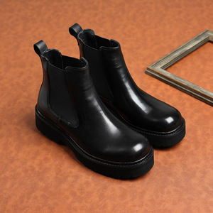 Bottes d'affaires pour hommes en cuir véritable de luxe, automne-hiver, à lacets, respirantes, semelle extérieure en caoutchouc - Product Image 6