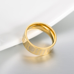 Taoist Golden Light Mantra Titanium Steel <b>Ring</b> Black And Gold Unisex Fashion Jewelry Gift Letter Pattern - Product Image 3