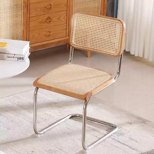 Chaise de salle à manger moderne vintage en bois avec pied en acier inoxydable et cadre en métal, chaise sans accoudoirs pour restaurant, style nordique - Product Image 1