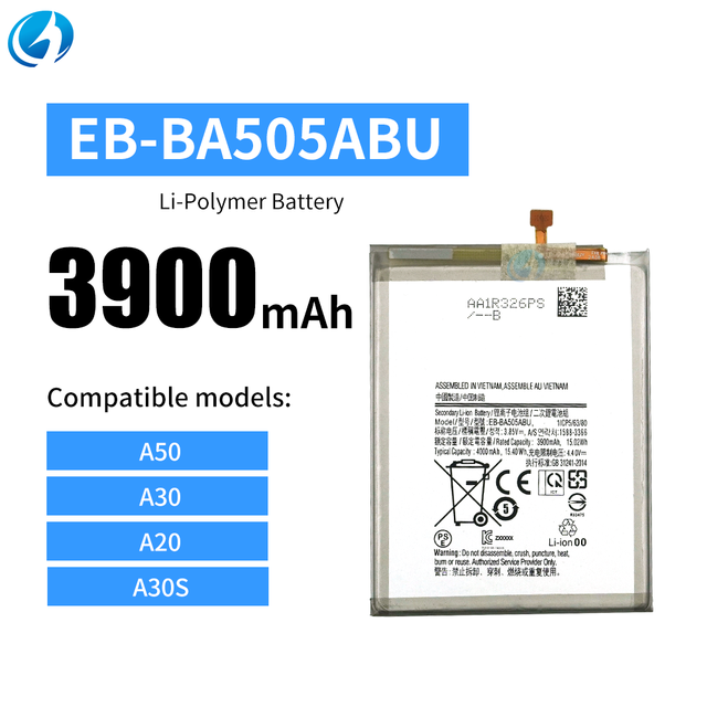High Capacity EB-BA505ABU Mobile Phone Battery A50 for Samsung A30 A20 A30S A50S Rechargeable Batteries