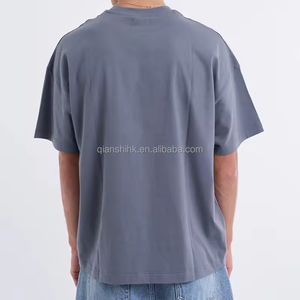 เสื้อยืดสตรีทแวร์ผ้าคอตตอนหนา แบบเรียบ คุณภาพสูง ผลิตเสื้อยืดดีไซน์เนอร์แบบหนาพิเศษ ทรงบ็อกซี่ โอเวอร์ไซส์ สำหรับผู้ชาย - Product Image 2