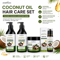 Ensemble capillaire sans sulfate ni parabène, 4 pièces, soin capillaire à l'huile de noix de coco naturelle pour cuir chevelu sensible