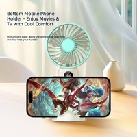 Ventilateur de bureau portable 1200 mAh à 6 vitesses avec affichage numérique USB, silencieux, mini ventilateur sur pied, couleur macaron, pour étudiants