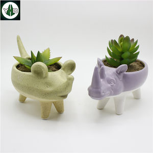 Maison & Jardin Céramique Hippopotame Animal Planteurs De Pots De Fleurs - Product Image 5
