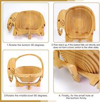 Panier à fruits en bambou en forme d'éléphant, support pliable pour le rangement des légumes pour la cuisine et les fêtes