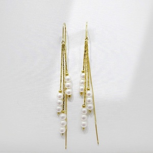 high quality plata 925 sterling <b>silver</b> trending tassel <b>earring</b> custom girls 14k gold korean party bridal pearl <b>long</b> <b>earrings</b> - Product Image 5