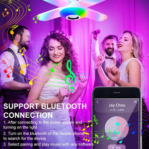 RGB Bốn Lưỡi Bt Âm Thanh Âm Nhạc Ánh Sáng E27 Thông Minh Có Thể Gập Lại Âm Nhạc Bóng Đèn Với Loa Cho Đảng Disco - Product Image 5