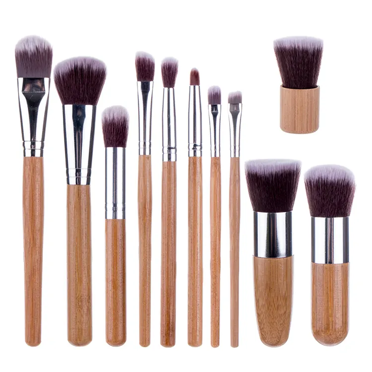 Private Label Eco-Short Bamboo Handle Organic Tools Eyeshadow Make Up Mascara Makeup Brush Set