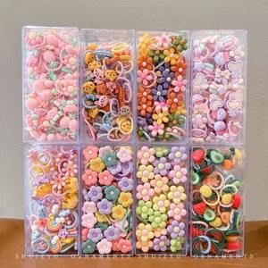 30 unids/caja bonita forma de cartón sin arrugas banda elástica para el cabello juego de lazos para el cabello con caja para niñas pequeñas - Product Image 6