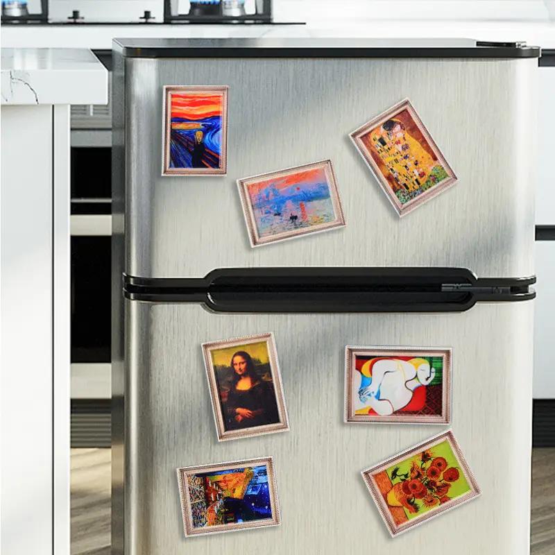 ديكور من الراتينج في فان جوخ, مغناطيس الثلاجة مزين بلوحة زيتية ثلاثية الأبعاد مطبوعة على مستوى العالم ، مغناطيس ثلاجة زفاف لطيف