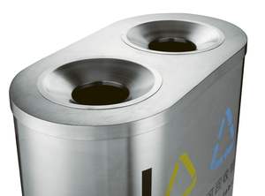 <span class=keywords><strong>Poubelle</strong></span> à <span class=keywords><strong>deux</strong></span> <span class=keywords><strong>compartiments</strong></span> en acier inoxydable de grande taille et haute capacité - Product Image 3