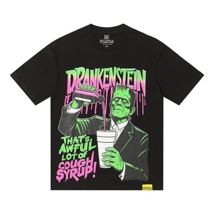T-shirt da uomo casual hip hop in cotone traspirante, vestibilità ampia, <span class=keywords><strong>stile</strong></span> americano <span class=keywords><strong>retrò</strong></span> con lettere, estiva, di tendenza high street, Syrup - Product Image 6