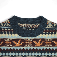 Vente en gros d'AiNear Logo personnalisé Design Oem & Odm Pull-over en laine tricoté de haute qualité à manches longues et col rond Fair Isle pour hommes