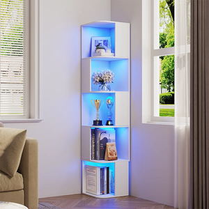 Modern Wood Display <strong>Shelf</strong> | Storage Bookcase with <strong>Corner</strong> Rack, Wall Mounted Shelving <strong>Unit</strong> - Product Image 1