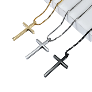 Collar con Colgante <span class=keywords><strong>de</strong></span> Cruz <span class=keywords><strong>de</strong></span> <span class=keywords><strong>Acero</strong></span> <span class=keywords><strong>Inoxidable</strong></span> Chapado en Oro <span class=keywords><strong>para</strong></span> <span class=keywords><strong>Hombre</strong></span> con Cadena <span class=keywords><strong>de</strong></span> Cuerda <span class=keywords><strong>para</strong></span> Fiesta - Product Image 1