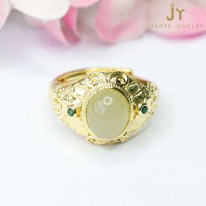 <span class=keywords><strong>Anillos</strong></span> de jaspe de tamaño ajustable con forma de mariposas, venta al por mayor, piedra preciosa, <span class=keywords><strong>anillos</strong></span> de Jade verde, joyería de piedra, <span class=keywords><strong>anillos</strong></span> de Jade Hetian - Product Image 2
