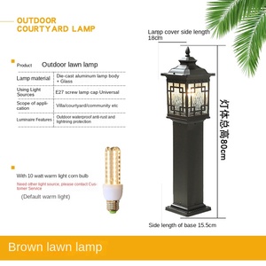 Lámpara de césped LED impermeable IP65, columna decorativa, iluminación de patio, cuerpo de aleación de aluminio, Canal fundido a presión - Product Image 5