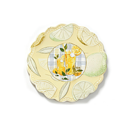 Sous-plat en céramique personnalisable à motif citron gaufré festonné, motif fruits d'été imprimé, résistant à la chaleur pour cuisine et table