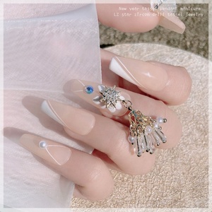 Paso Sico Vente en gros de bijoux pour l'art des ongles, pendentif en cristal <span class=keywords><strong>flocon</strong></span> de neige, zircon, or, argent, glands pour ongles, breloques pour décorations d'ongles - Product Image 5