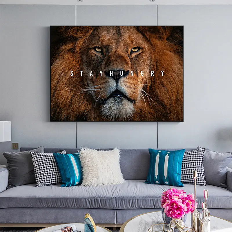 Customer Deiagn Colorful Picture Decor Abstract Wall Pop Art Canvas Lion Animal Oil Painting