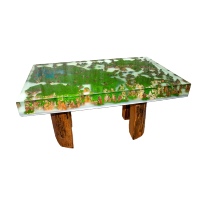Table basse rectangulaire en résine époxy avec design paysage montagneux en bois pour salon et mobilier de maison
